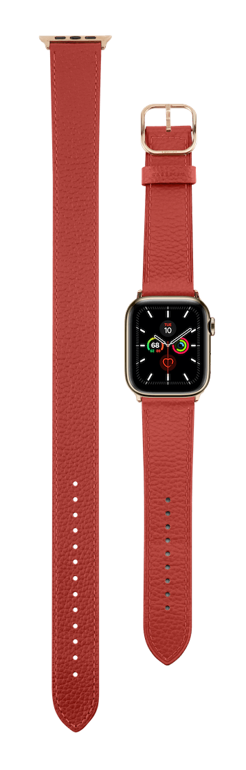 Apple Watch Series 7-9 (45mm) - 2-in-1 Italian Leather Band 45mm (Series 7-9) - Red
